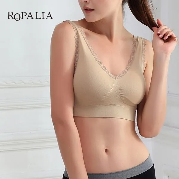 6 Colors Breathable Women Seamless Fitness Lace Bra Bra Tops Underwear S-3XL