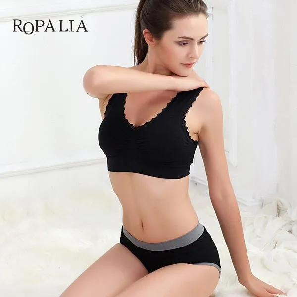 6 Colors Breathable Women Seamless Fitness Lace Bra Bra Tops Underwear S-3XL