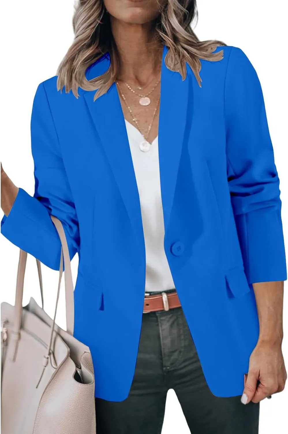 Blazers for Women Business Casual 2025 Trendy Work Suit Jackets Lightweight Elegant Lapel Long Sleeve Office Blazer