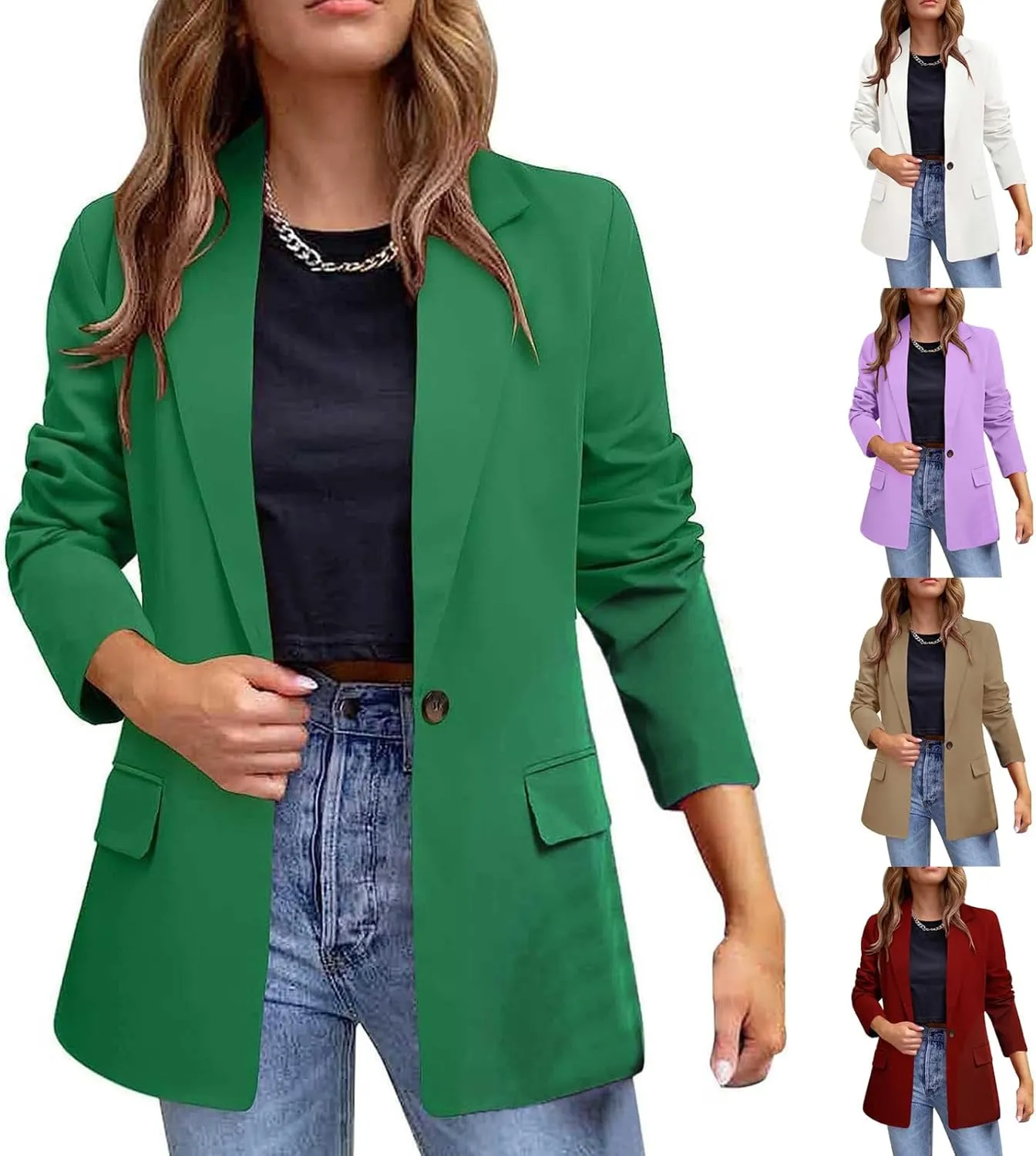 Blazers for Women Business Casual Button Work Office Jackets Blazer Open Front Long Sleeve Lapel Jacket Outfit