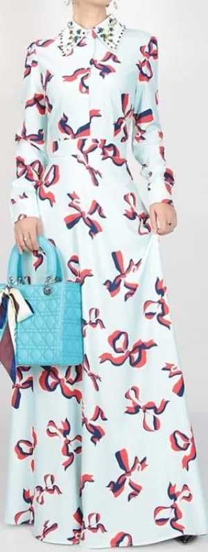 Bow Print Maxi Dress