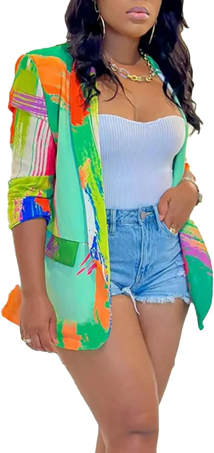 Casual Blazers for Women Fall Long Sleeve Open Front Business Work Blazer Jacket Plus Size