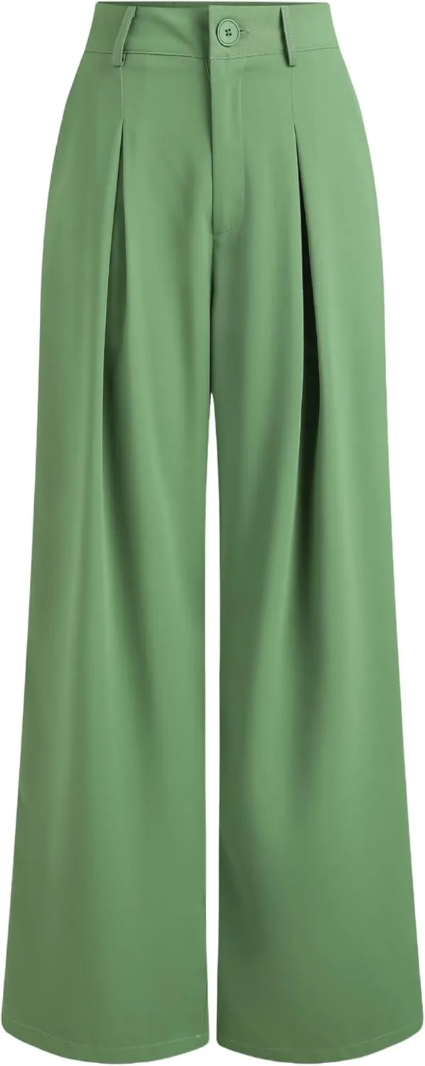CIDER Milk Tea Pleated Wide Leg Trousers