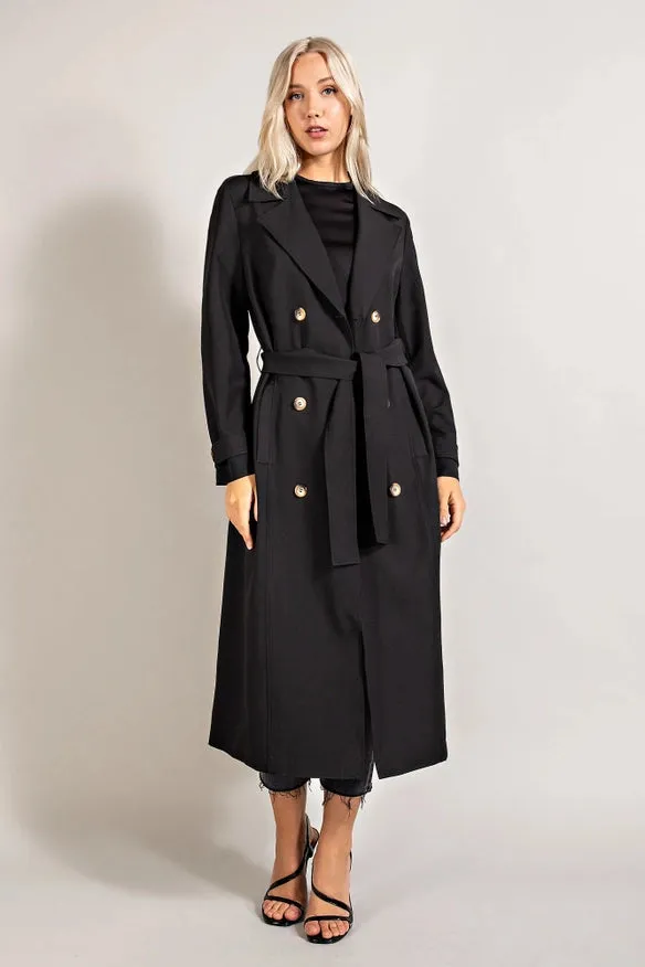 Double Breasted Trench Coat Black