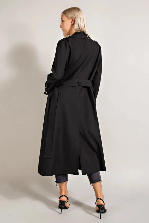 Double Breasted Trench Coat Black
