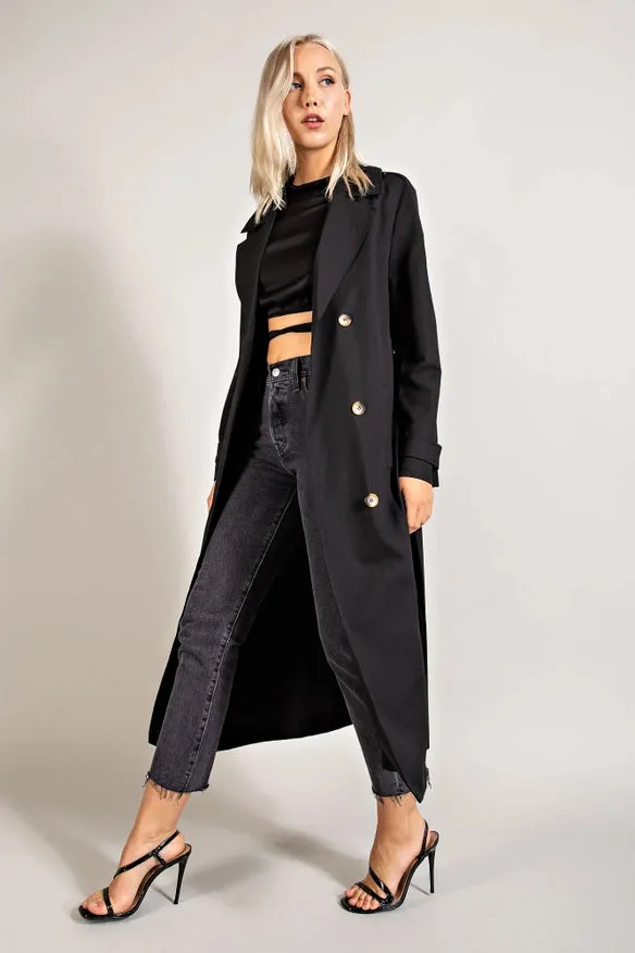 Double Breasted Trench Coat Black