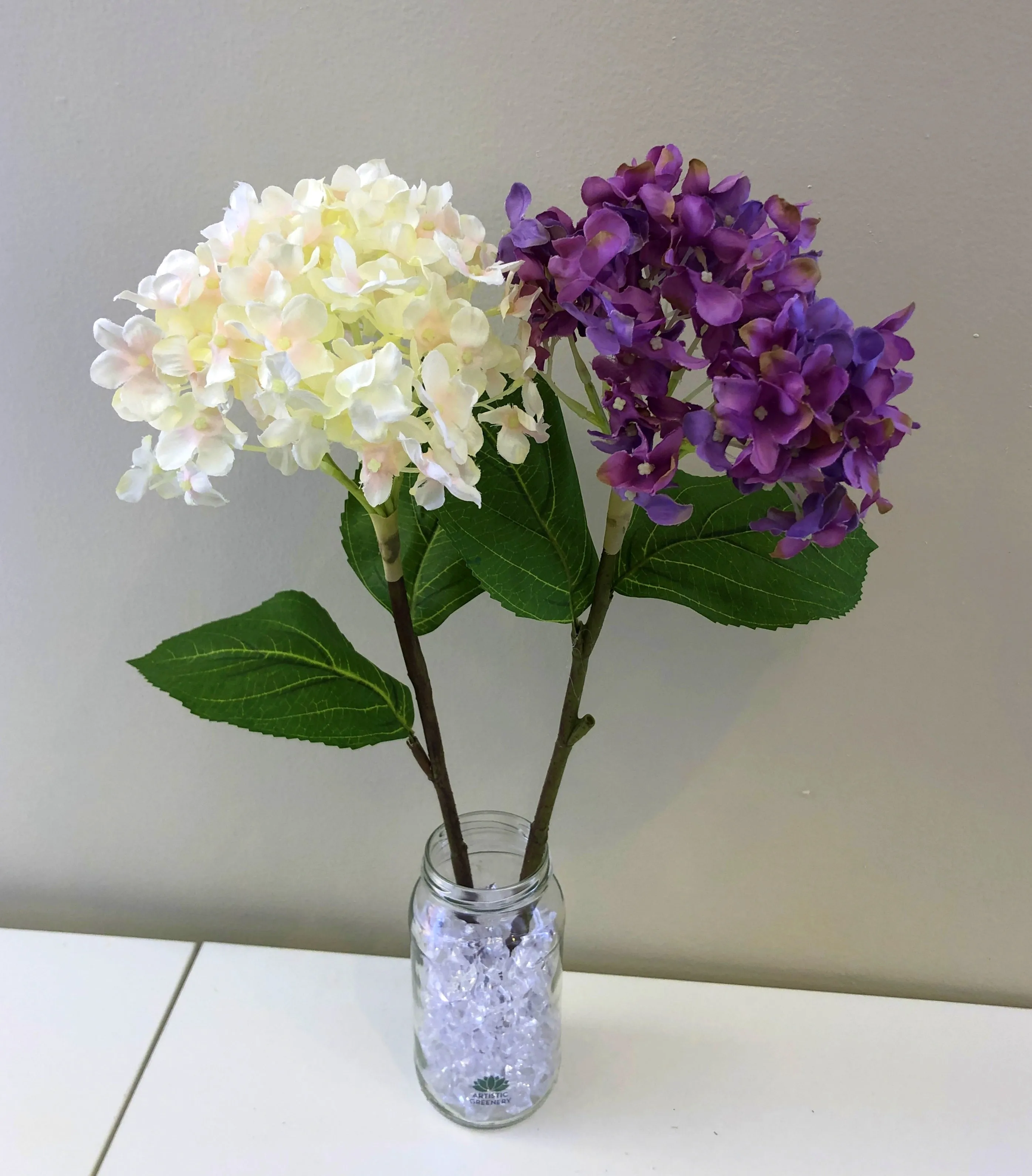 F0271 Single Hydrangea Stem 45cm (Clearance) Light Pink / Purple