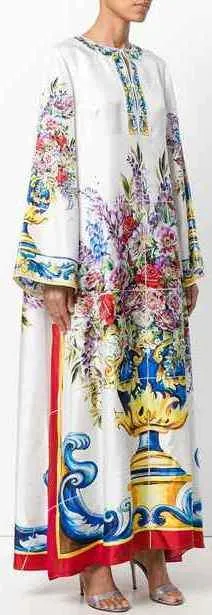 Floral and Vase Print Kaftan