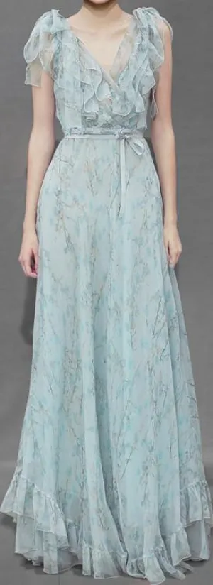 Floral Print Ruffle Maxi Dress
