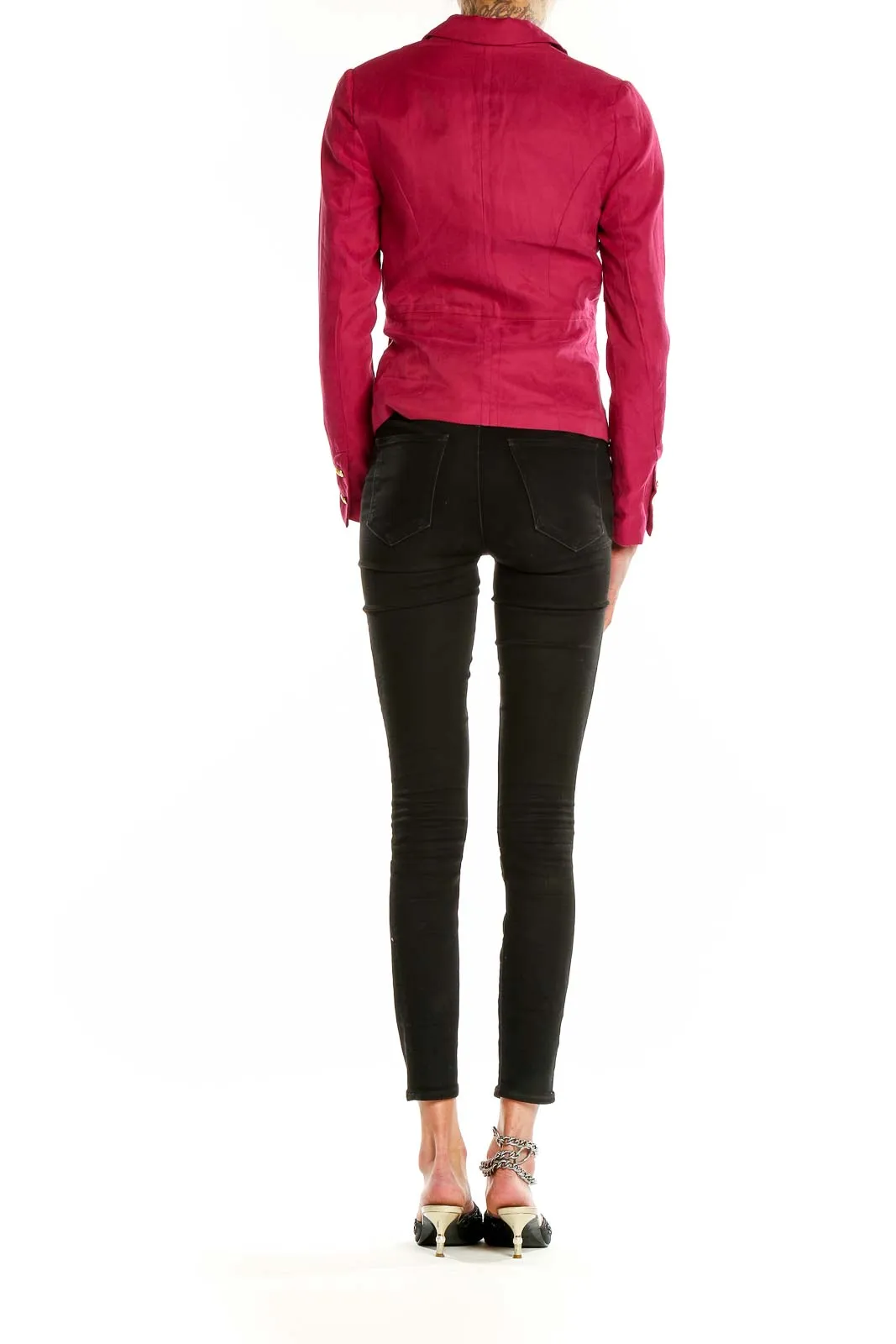 Fuchsia Tailored Blazer with Gold Buttons