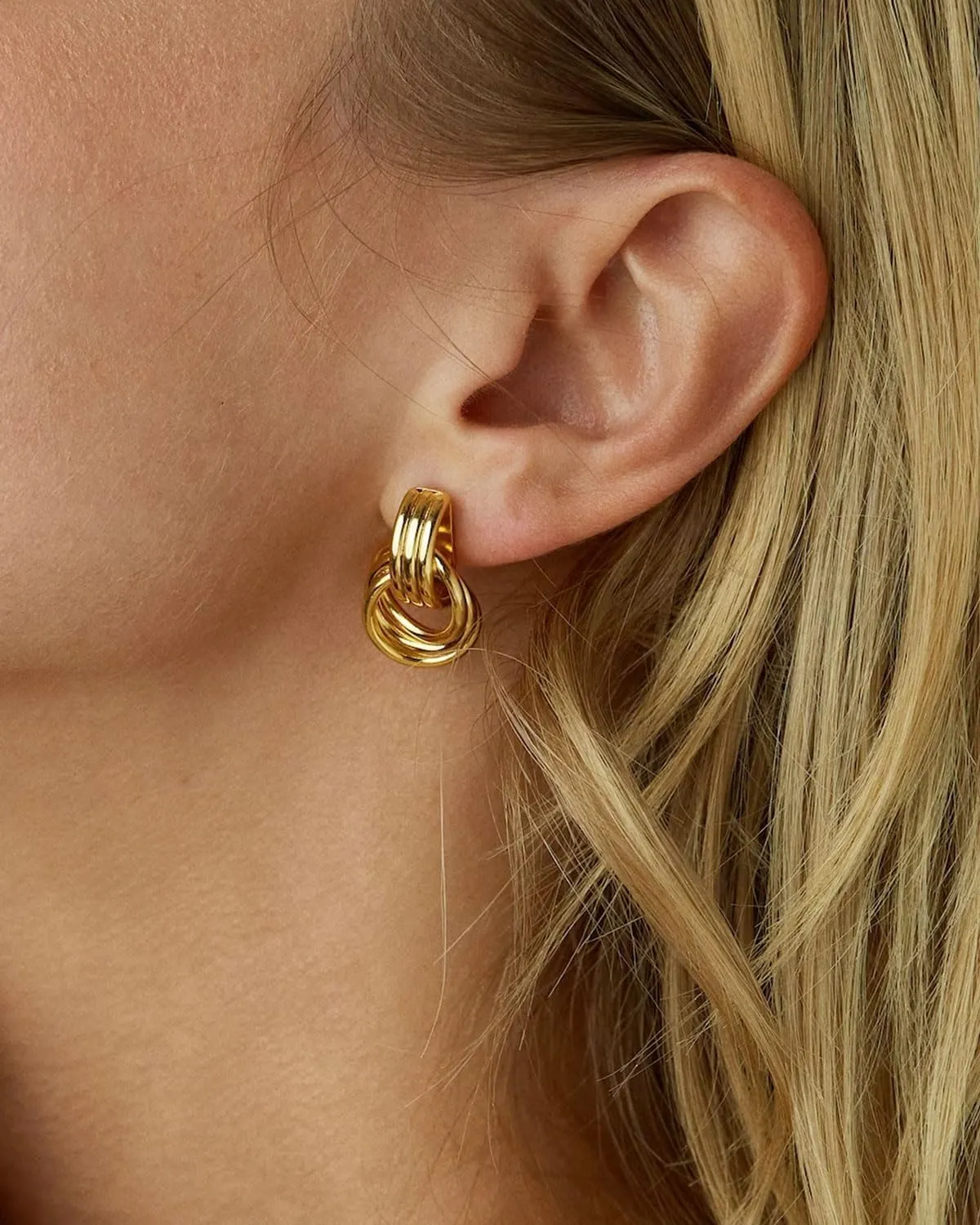 Gold Knot Earrings for Women Trendy Chunky Drop Dangle Statement Earrings Hypoallergenic Lightweight Fashion Jewelry Gifts