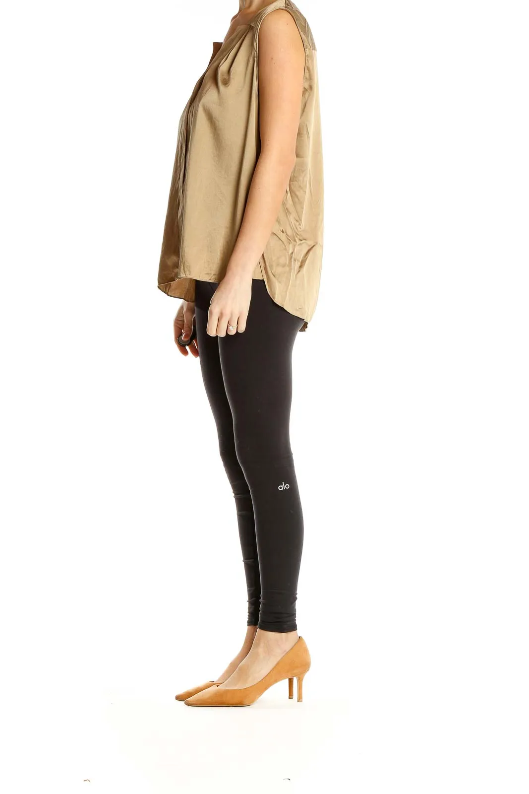 Gold Sleeveless Satin Blouse