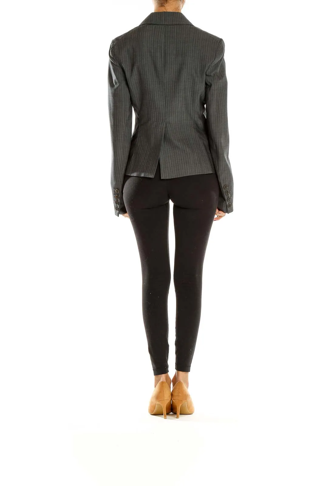 Gray Pinstriped Tailored Blazer