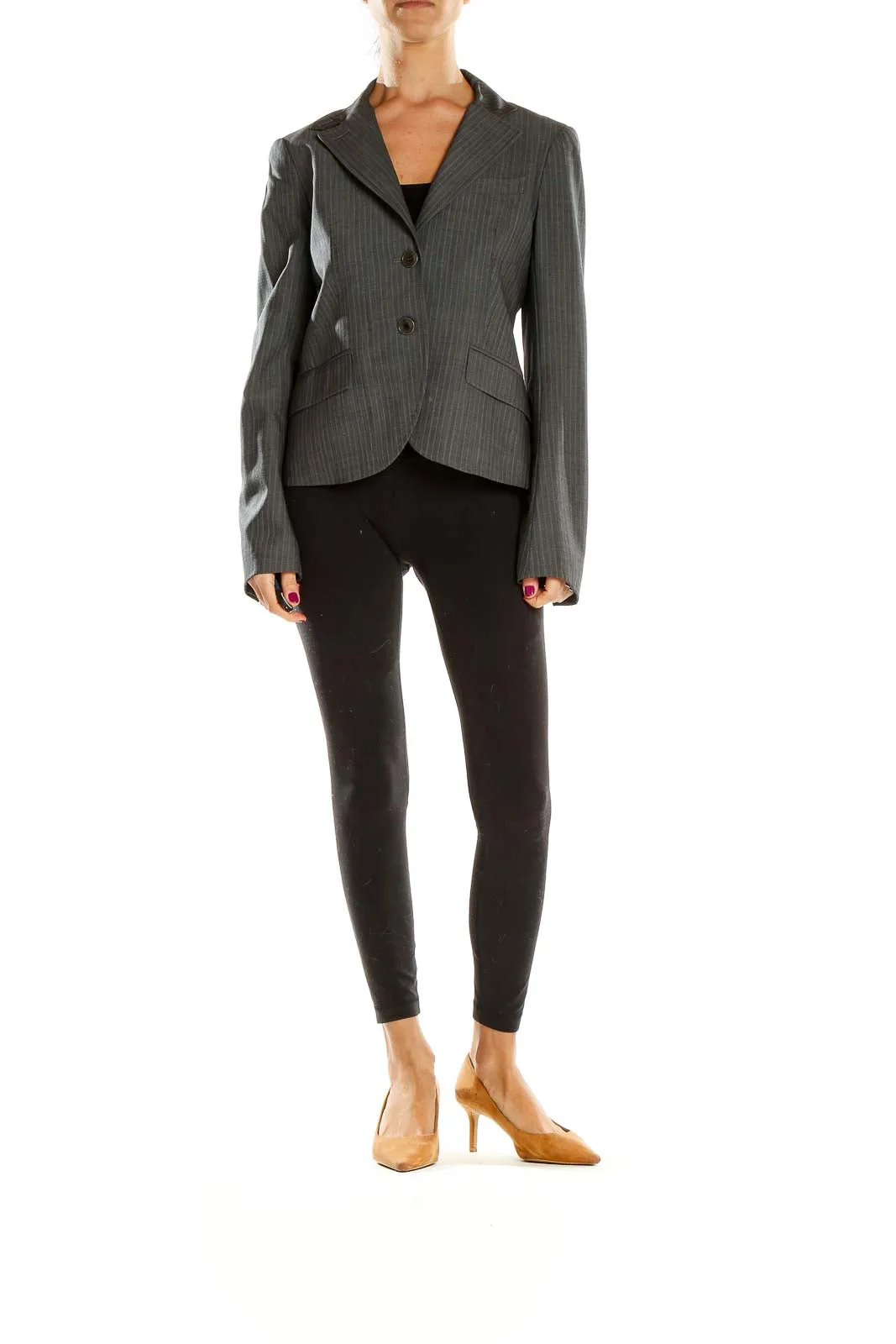 Gray Pinstriped Tailored Blazer