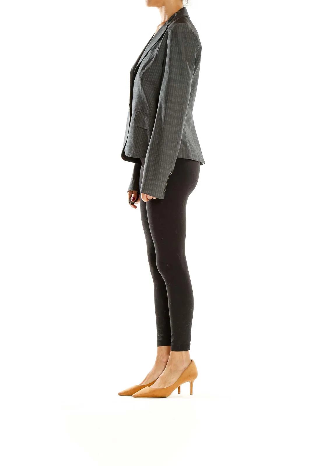 Gray Pinstriped Tailored Blazer