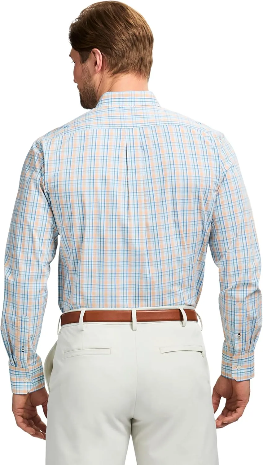 IZOD Men's Performance Comfort Long Sleeve Plaid Button Down