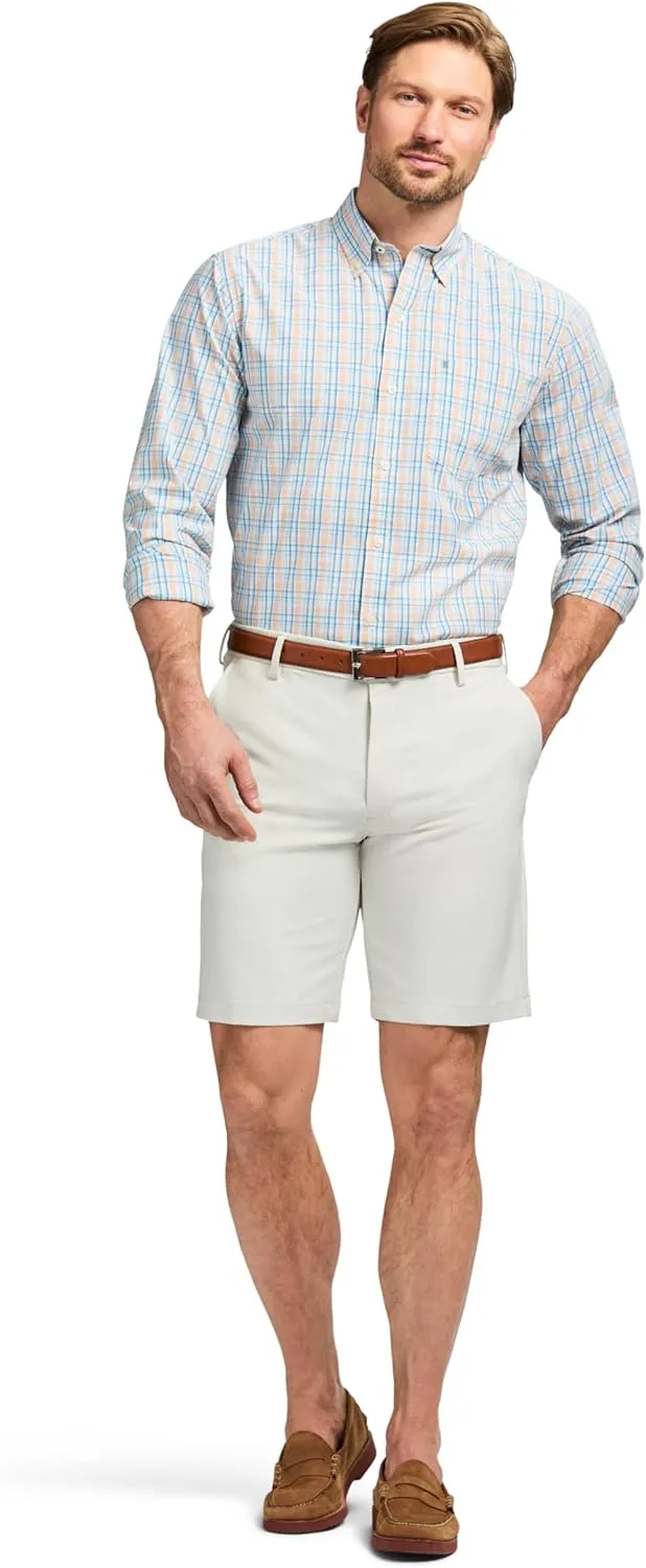 IZOD Men's Performance Comfort Long Sleeve Plaid Button Down