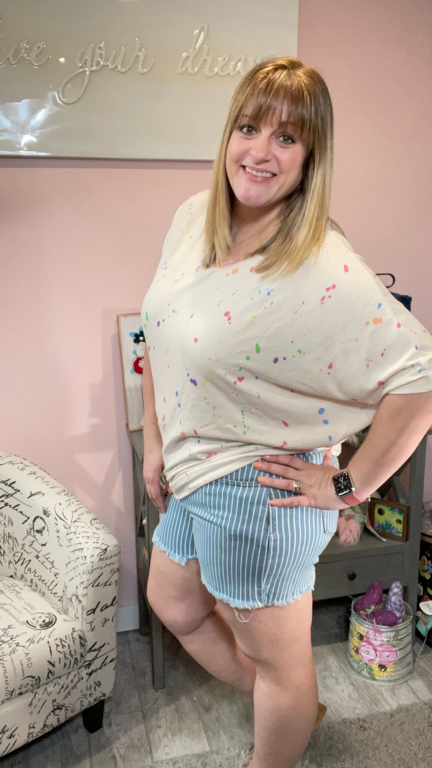 Judy Blue High Waist Stripe Cut Off Shorts