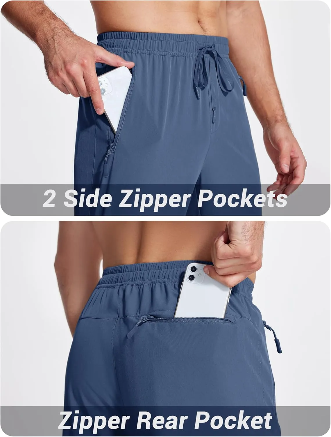 MAGCOMSEN Hiking Pants for Men Lightweight Athletic Pants Quick Dry with Zipper Pockets Running Track Workout Pants