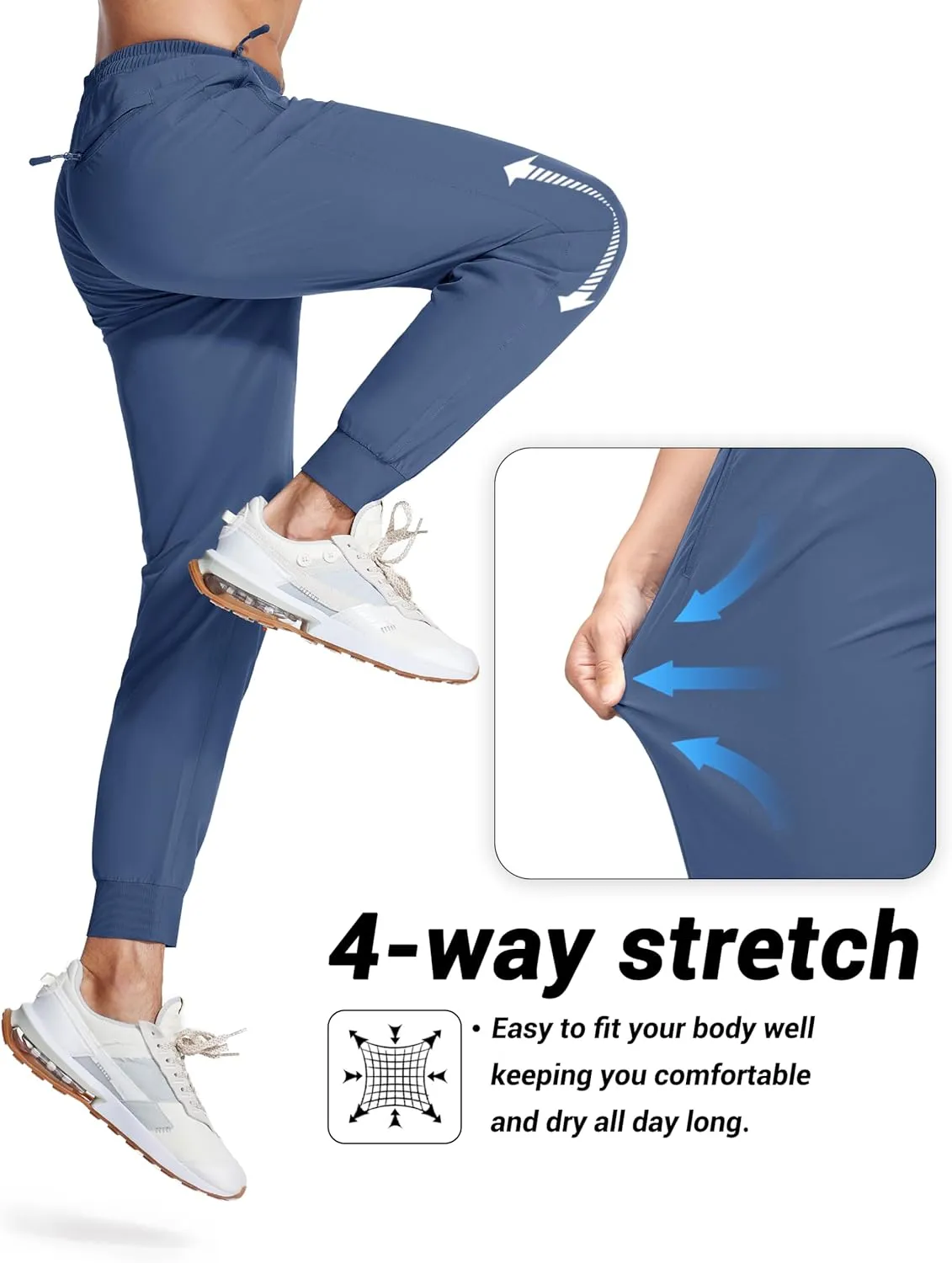 MAGCOMSEN Hiking Pants for Men Lightweight Athletic Pants Quick Dry with Zipper Pockets Running Track Workout Pants