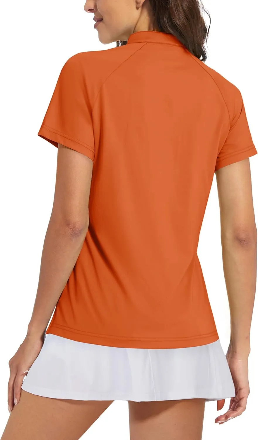 MAGCOMSEN Women's Golf Polo Shirts UPF 50 V Neck Collarless Short Sleeve Shirts Quick Dry Tennis T-Shirts