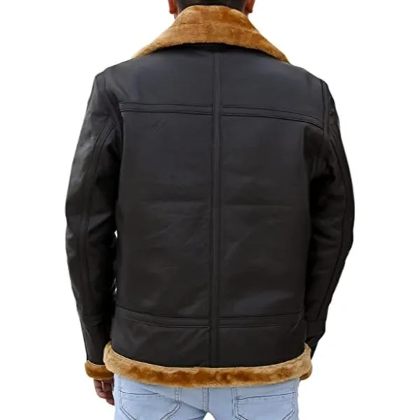Men's B3 Bomber Shearling Brown Leather Jacket 