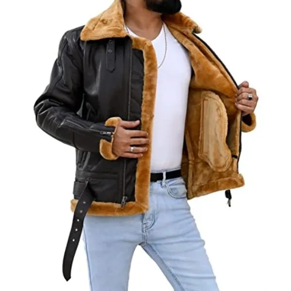 Men's B3 Bomber Shearling Brown Leather Jacket 