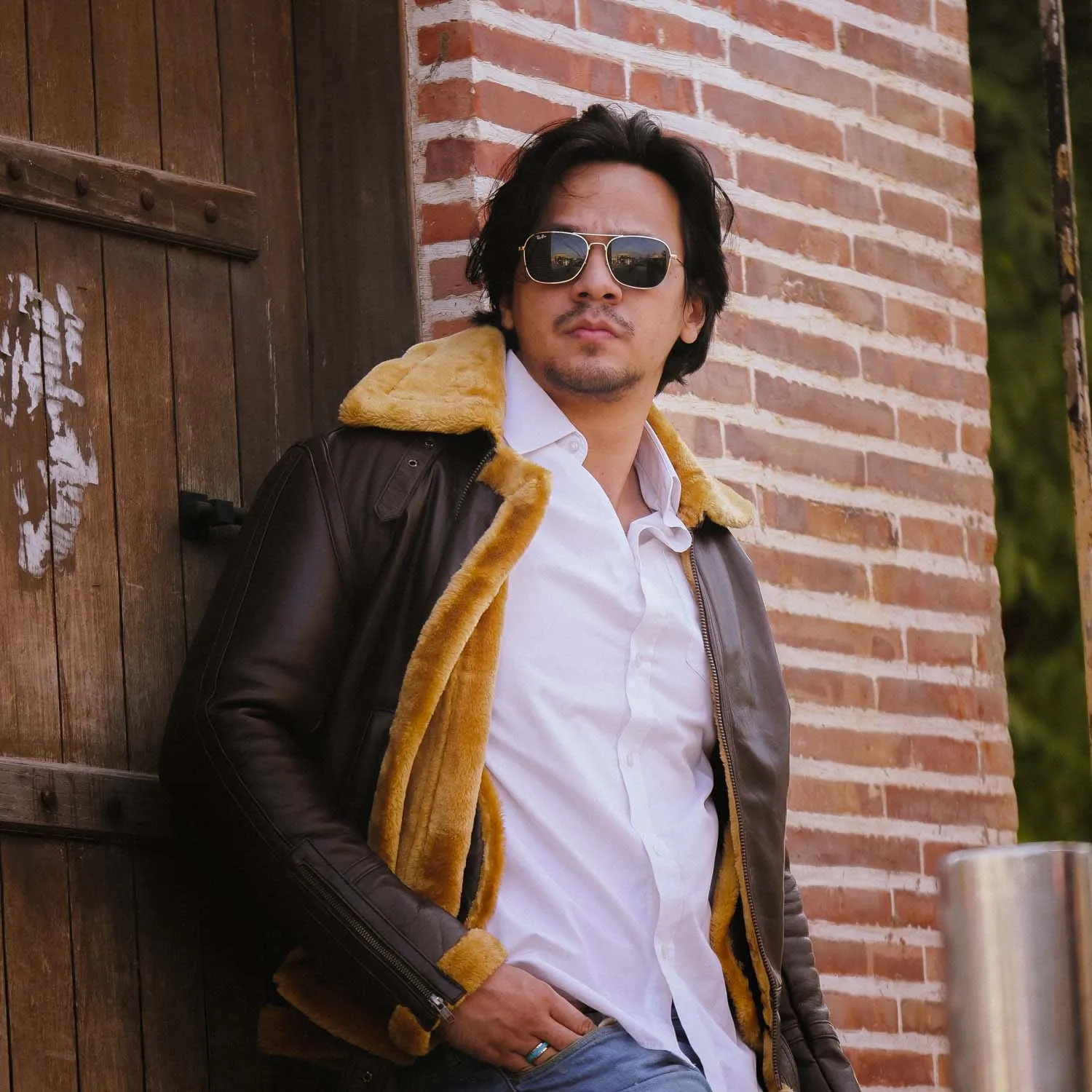 Men's B3 Bomber Shearling Brown Leather Jacket 