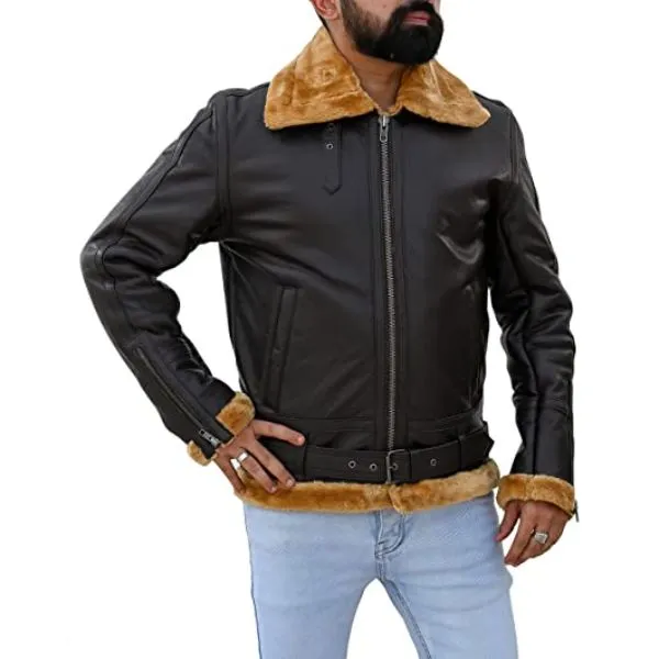 Men's B3 Bomber Shearling Brown Leather Jacket 