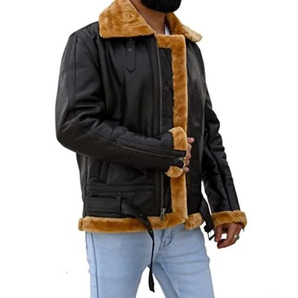 Men's B3 Bomber Shearling Brown Leather Jacket 