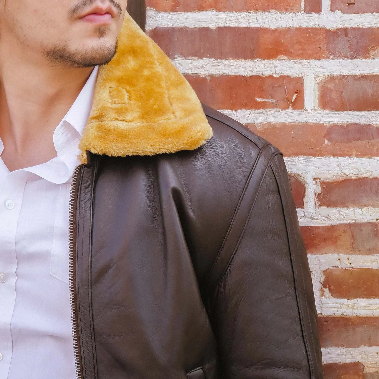 Men's B3 Bomber Shearling Brown Leather Jacket 