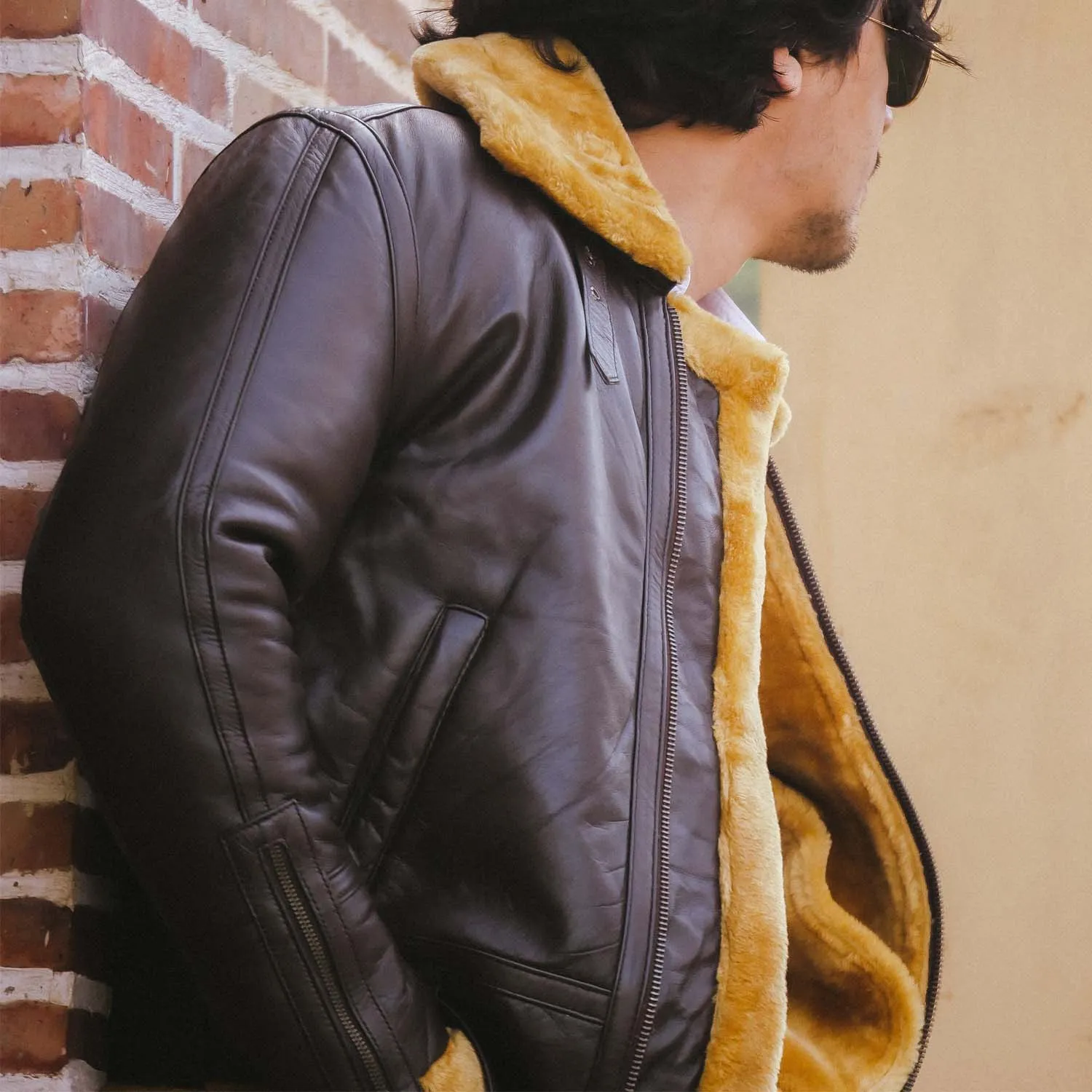 Men's B3 Bomber Shearling Brown Leather Jacket 