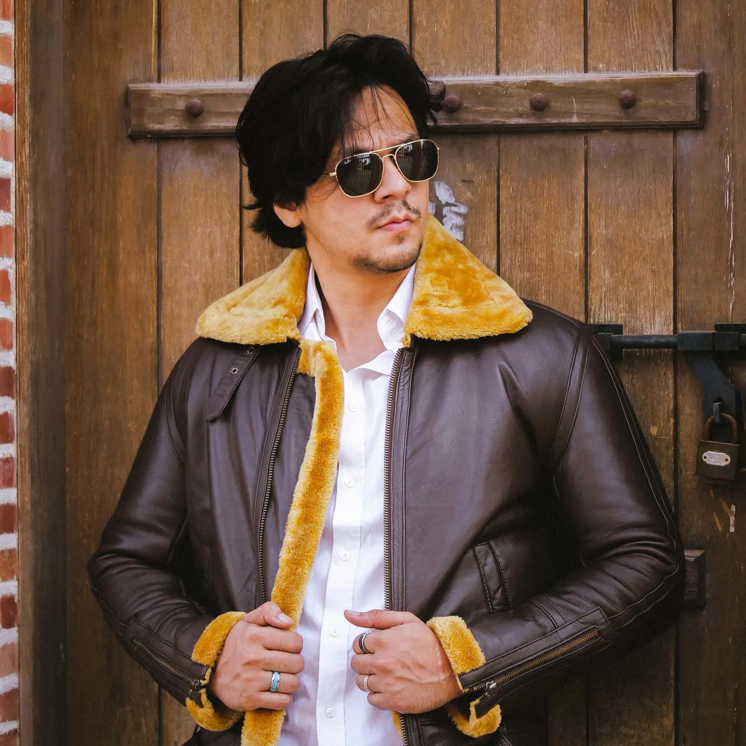 Men's B3 Bomber Shearling Brown Leather Jacket 