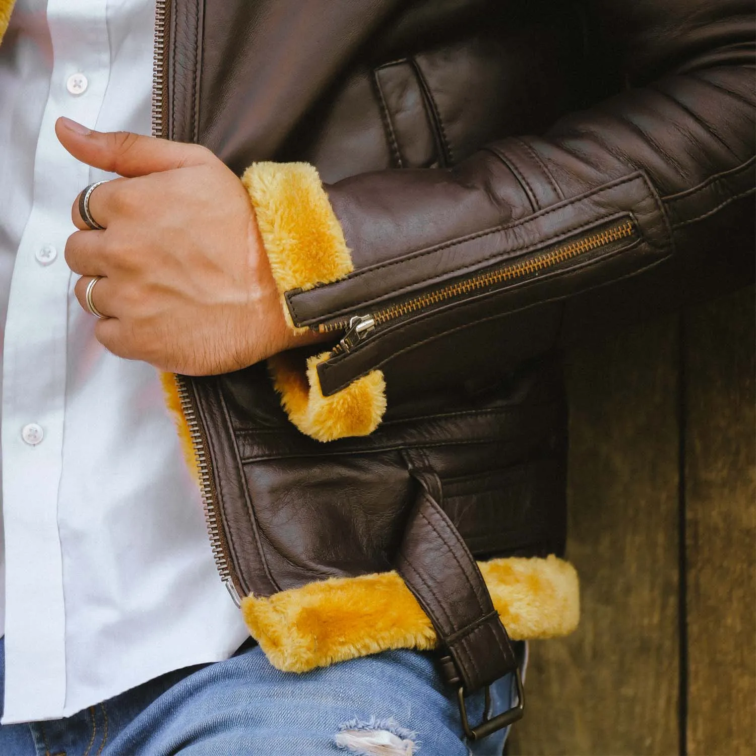 Men's B3 Bomber Shearling Brown Leather Jacket 