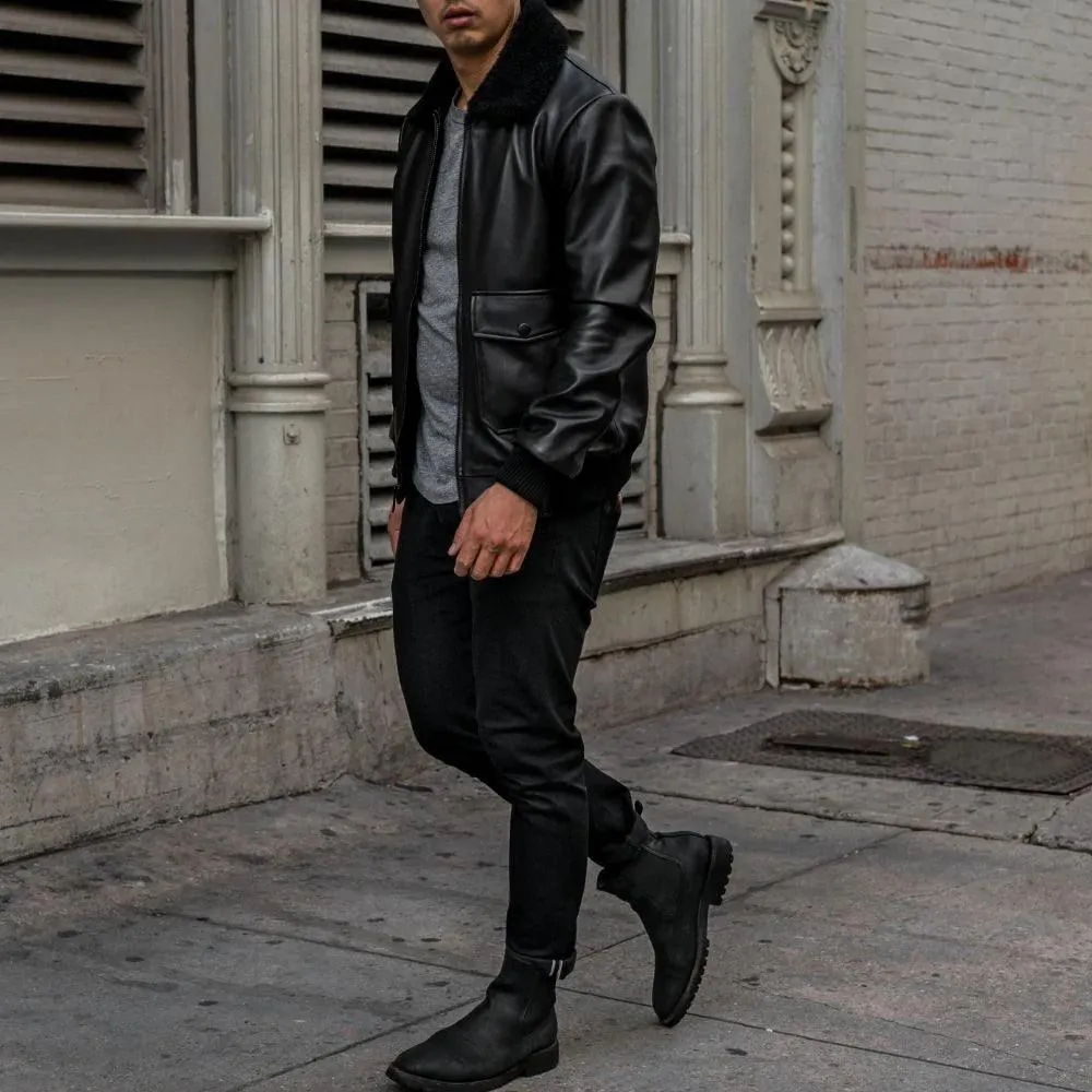 Men's Black G-1 Flight Leather Bomber Jacket