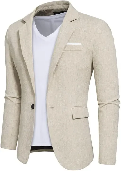 Mens Casual Blazers Sport Coats 1 Button Slim Fit Suit Jackets Lightweight Jackets Stylish Notched Lapel Blazers
