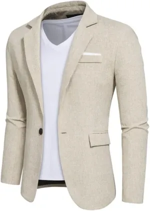 Mens Casual Blazers Sport Coats 1 Button Slim Fit Suit Jackets Lightweight Jackets Stylish Notched Lapel Blazers