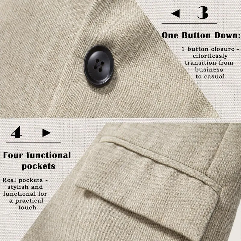 Mens Casual Blazers Sport Coats 1 Button Slim Fit Suit Jackets Lightweight Jackets Stylish Notched Lapel Blazers