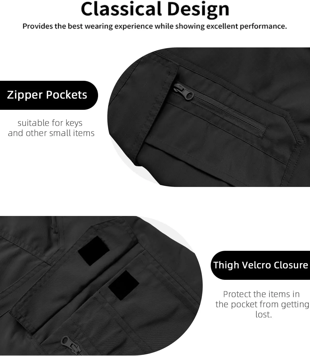 Mens Hiking Cargo Shorts Casual Tactical Waterproof Shorts for Work Golf Fishing with 6 Pockets