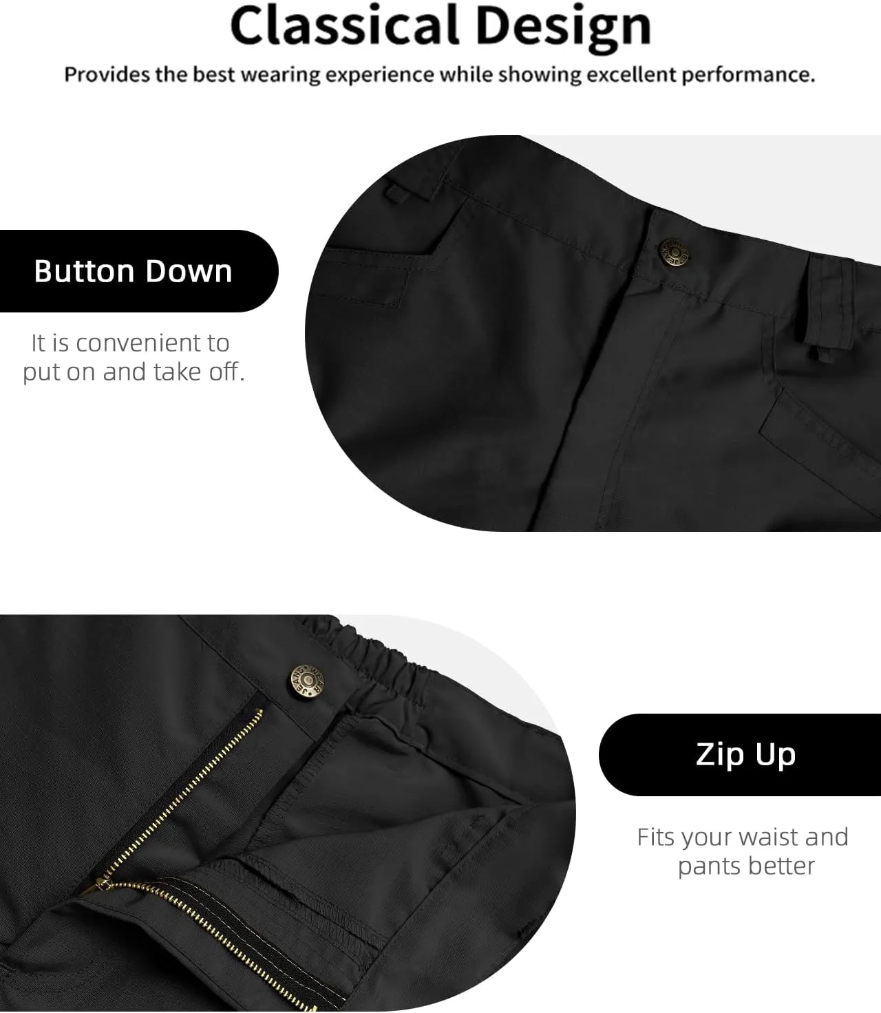 Mens Hiking Cargo Shorts Casual Tactical Waterproof Shorts for Work Golf Fishing with 6 Pockets