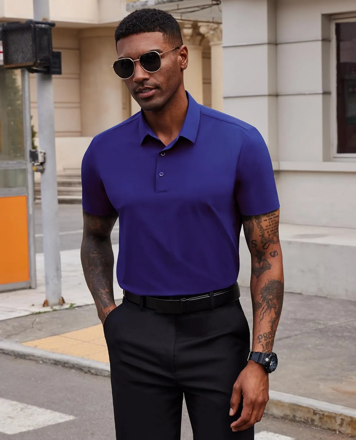 Mens Polo Shirts Short Sleeve Stretch Golf Polo Shirts Dry Fit Polo T Shirts for Men Golf Shirts Tennis Polo