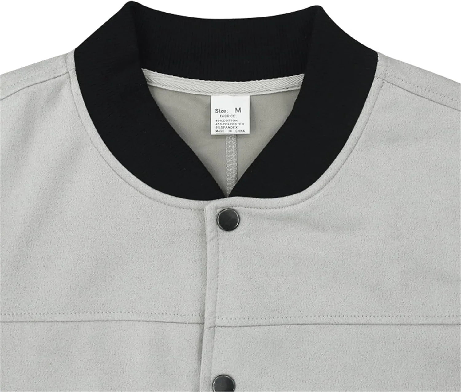 Mens Suede Bomber Jacket Lightweight Classic Fit Snap Button Down Varsity Coat Casual Spring Fall Windbreaker