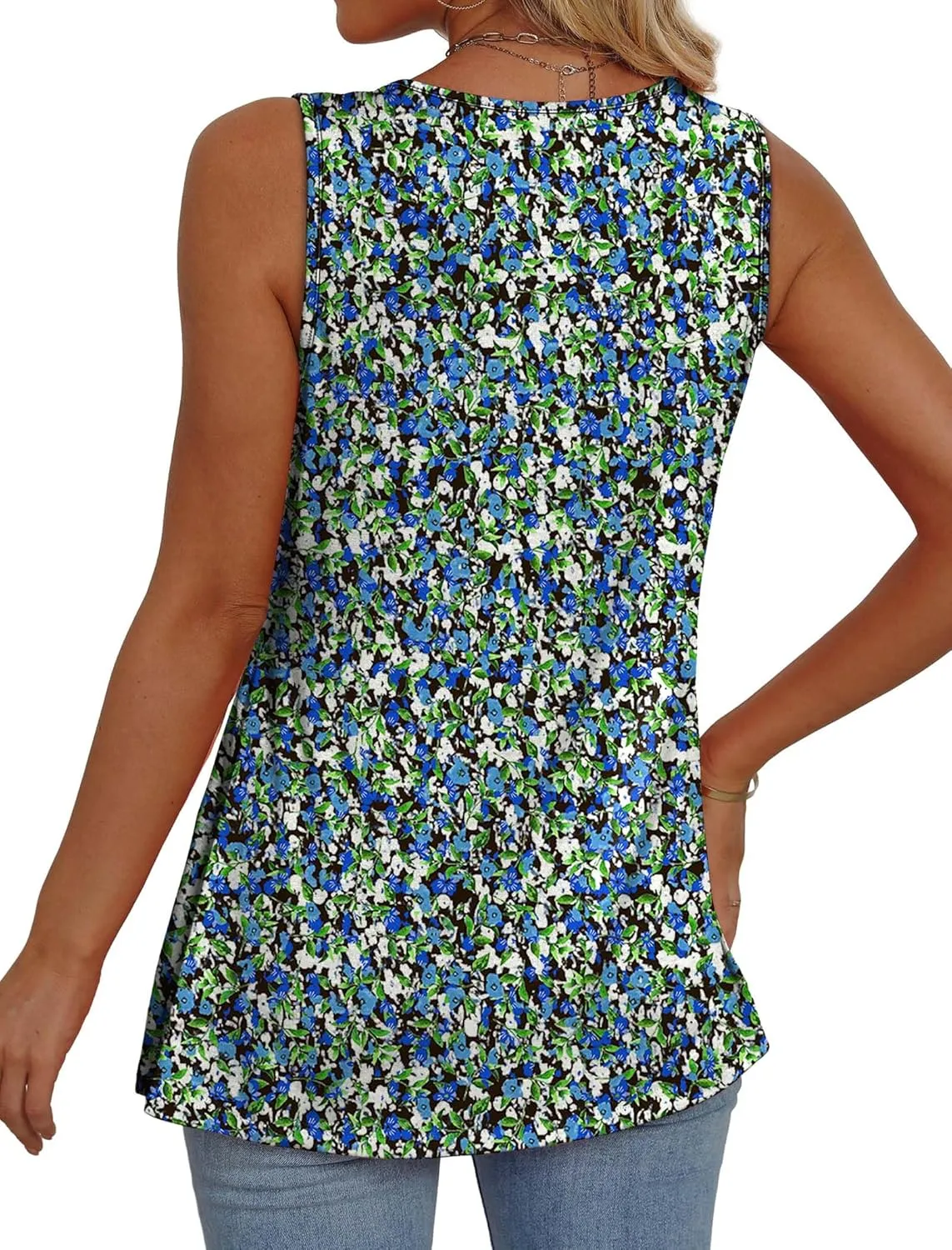 OFEEFAN Womens Tank Tops 2025 Flowy Peplum Tops for Women Dressy Sleeveless V Neck Babydoll Tank Tops