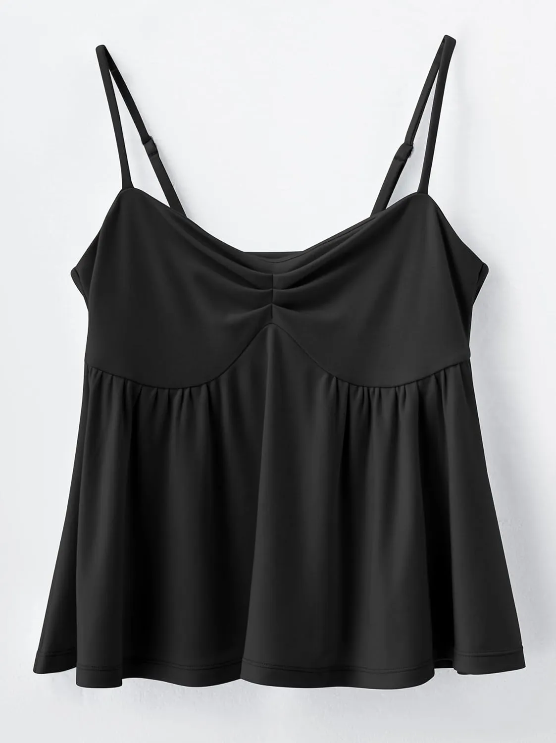 OMKAGI Cute Peplum Camisole Tops for Women Built in Bra Sleeveless Going Out Tank Top