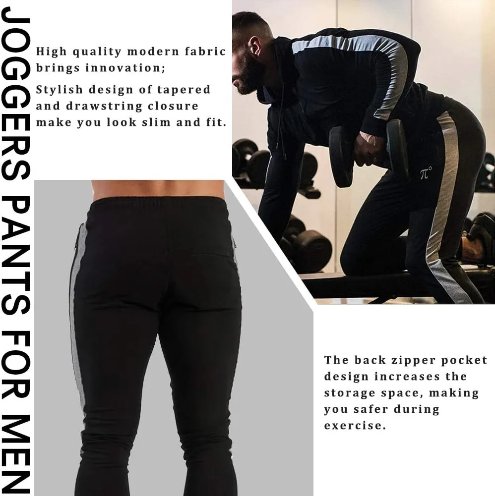 PIDOGYM Men's Track Pants,Slim Fit Athletic Sweatpants Joggers with Zipper Pockets