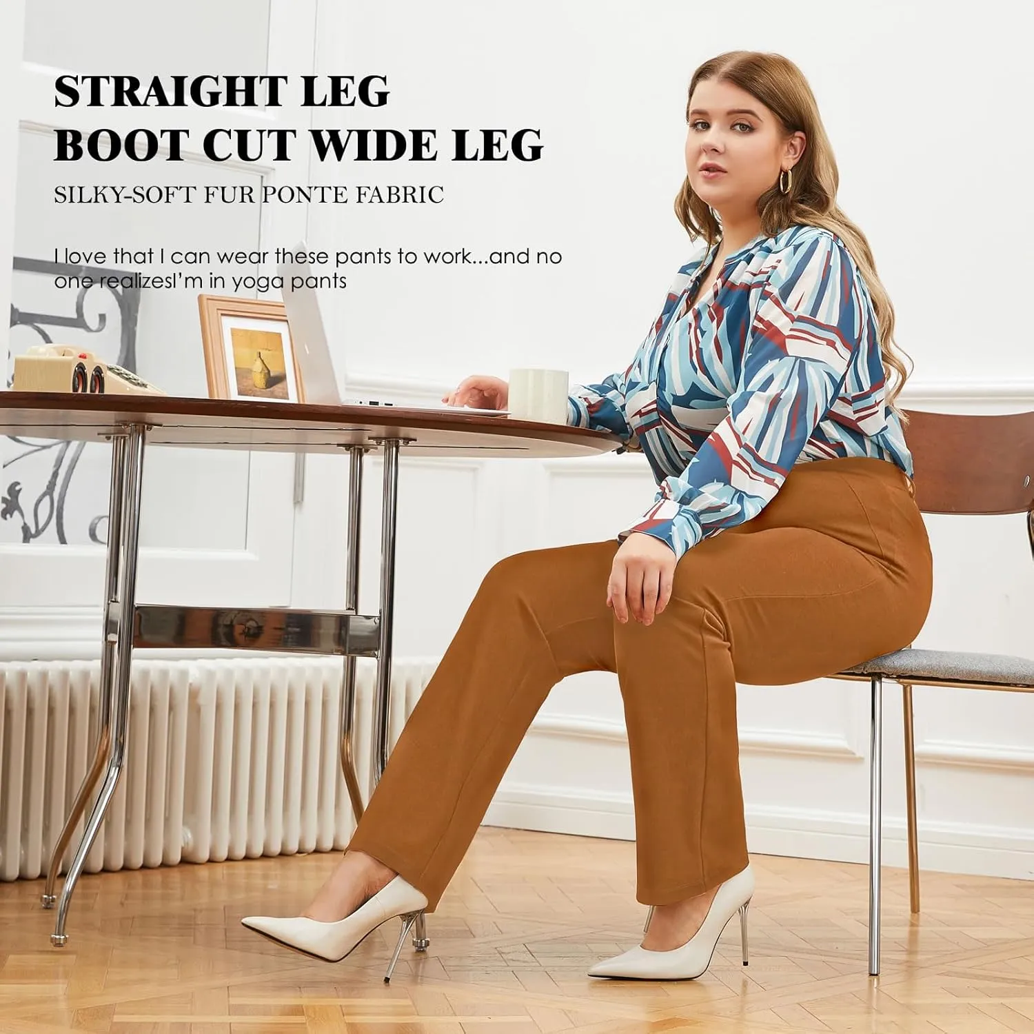 Plus Size Women's Straight-Leg Dress Pants - Slacks for Business Casual,Work Clothes for Office