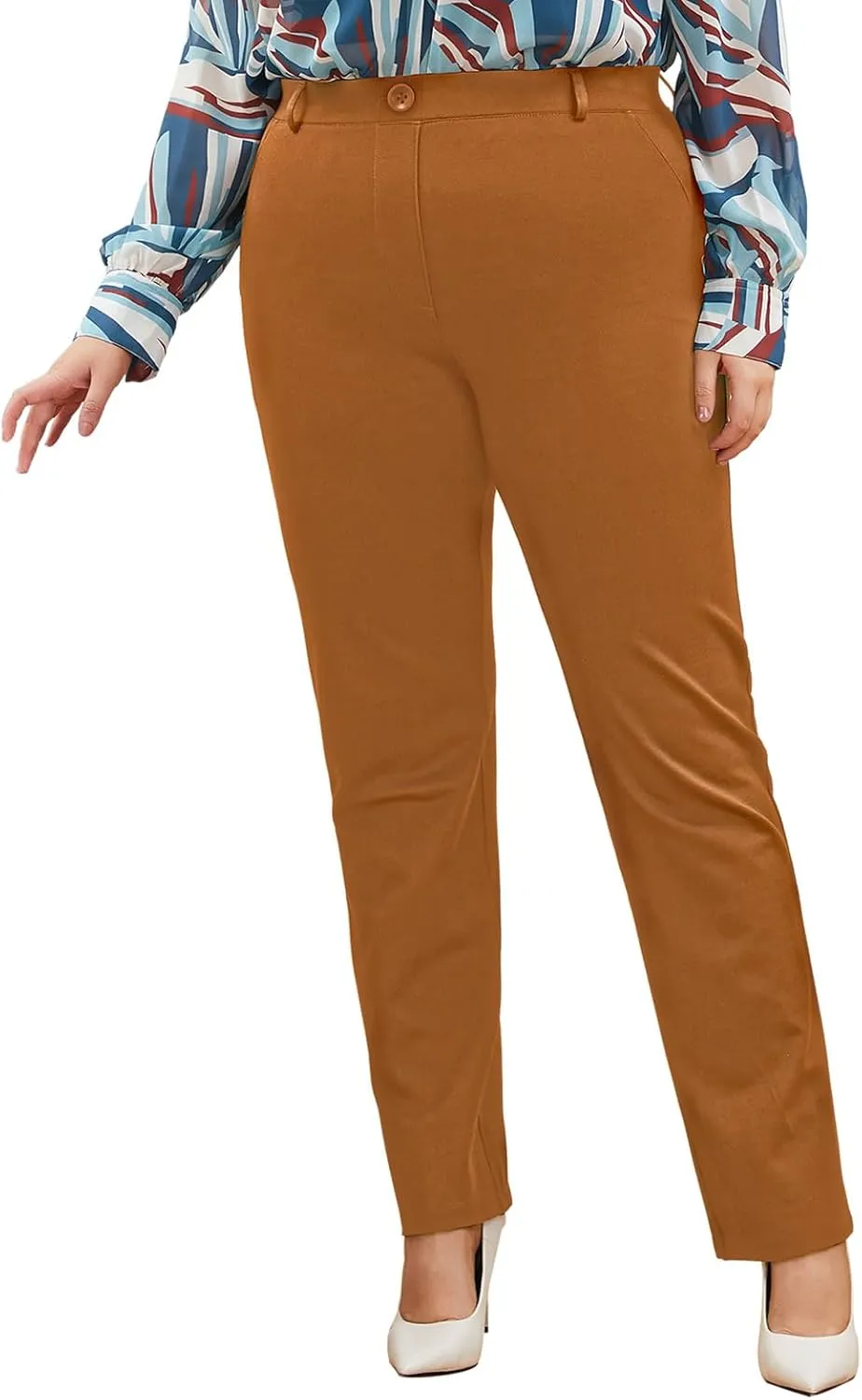 Plus Size Women's Straight-Leg Dress Pants - Slacks for Business Casual,Work Clothes for Office