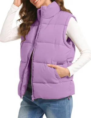 Polu Puffer Vest Women Zip Up Stand Collar Sleeveless Down Vests Oversized Padded Gilet Jacket