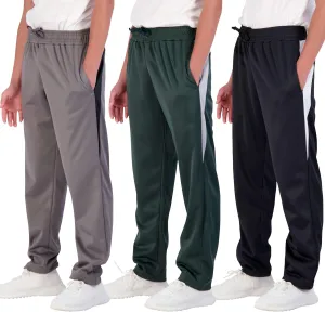 Real Essentials 3 Pack: Boys' Tricot Open Bottom Fleece-Lined Sweatpants with Pockets