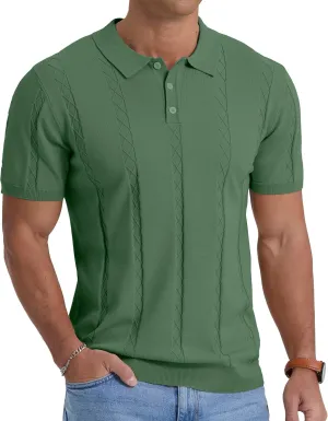 Sailwind Mens Knit Polo Shirts Short Sleeve Ribbed Textured Polo Shirt Casual Golf Shirts Collared T Shirt